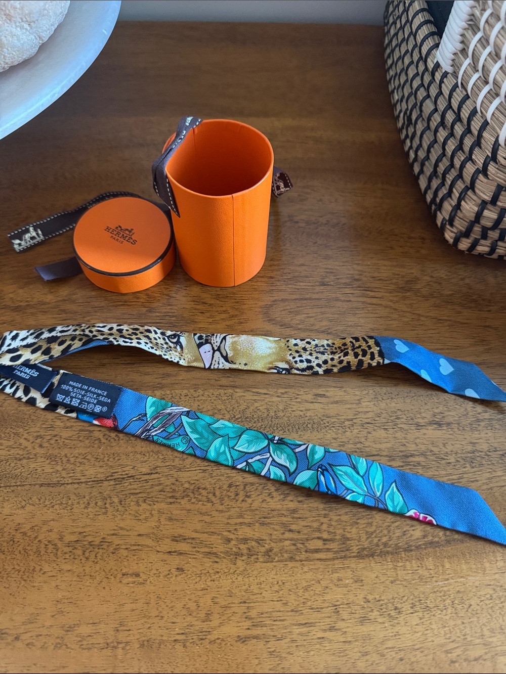 Hermès Twilly Silk Scarves Duo in Orange Box